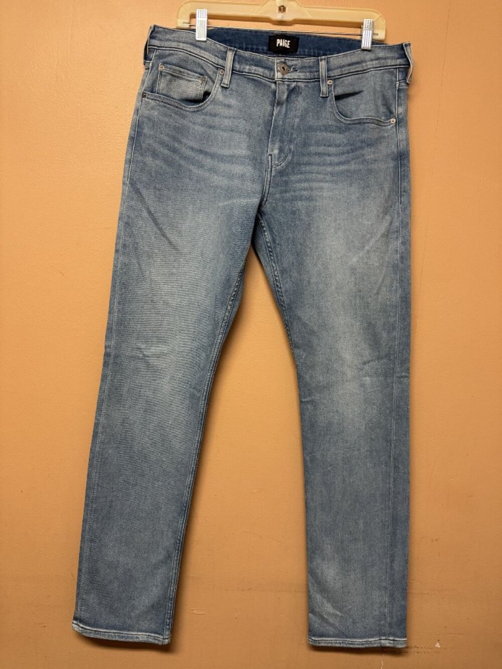PAIGE Federal Dimitri Slim Straight Jeans Men's 34 Light Wash Stretch Denim